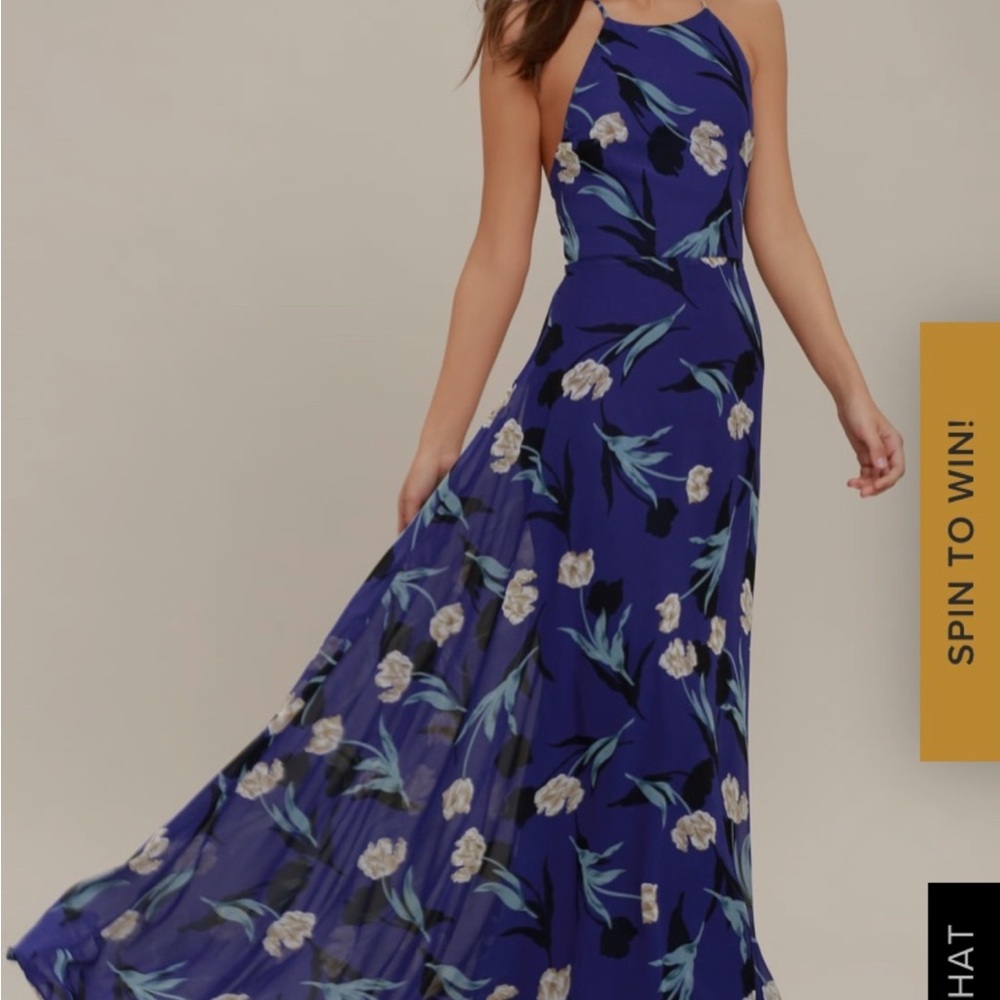 Lulus Floral Blue Maxi Dress